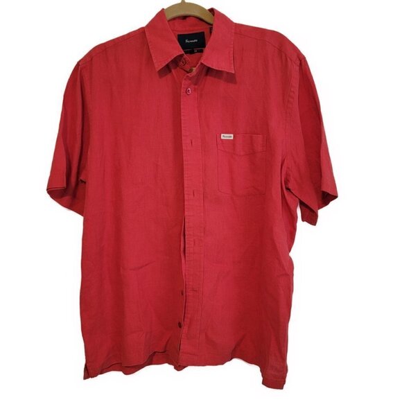 Faconnable 100% Linen SS Button down shirt - RED size Med - Picture 1 of 6